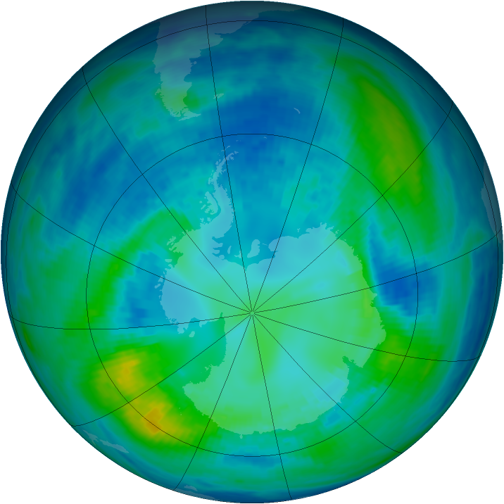 Antarctic ozone map for 18 April 1993